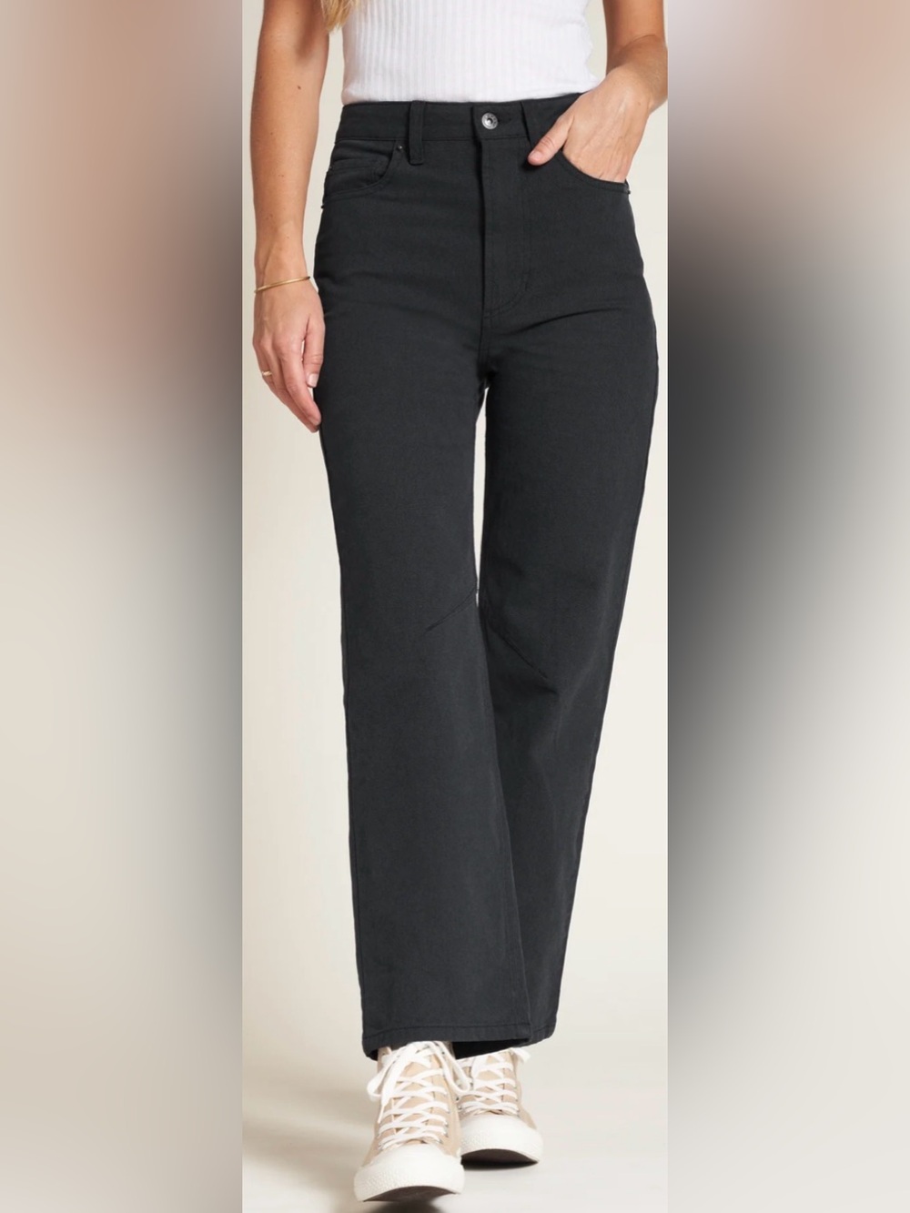 Rowan Merilee High-Rise Wide Leg Jeans Washed Black Size 27